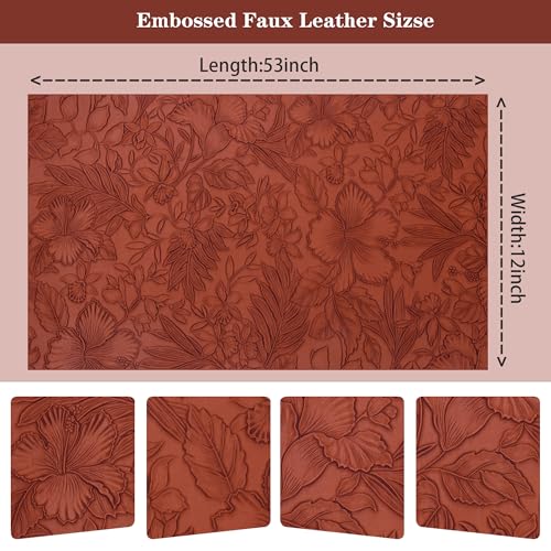 HGUAN Embossed Faux Leather Sheets 12"X52"(30cm X 133cm),Faux Leather Very Suitable for Making DIY Bow,Leather Earrings Sewing Crafts Projects (Brown) - color: Brown