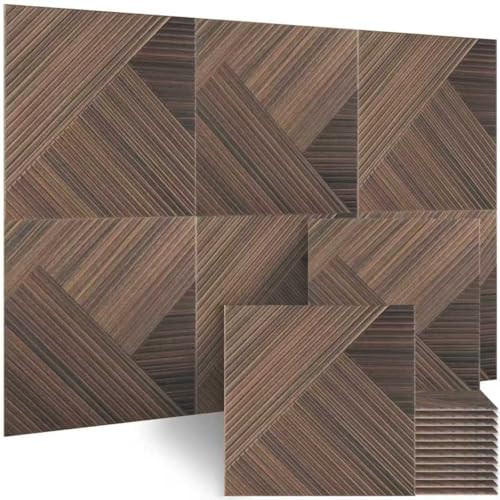 BUBOS 6 Pack Wood Wall Panel,23.6"x23.6" Peel and Stick Faux Acousitc Panel - color: Red Brown Walnut