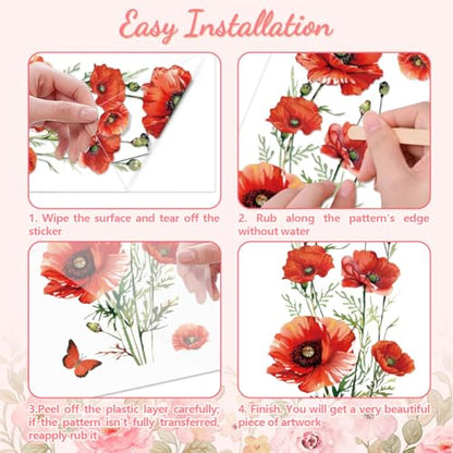 Peacoblue Papaver Rhoeas Rub On Transfers for Furniture Craft 6"x12" - style: Papaver Rhoeas