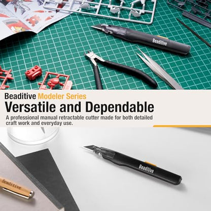 Beaditive High Precision Detail Craft Knife with 10 Blades - 30 Degree Blade Utility Knife - Art, Craft, Model Making (1 Black Knife, 10 Black Blades) - style: 1 Black Knife, 10 Black Blades