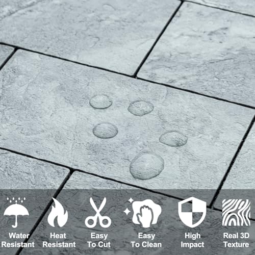 DICOFUN 10 Sheets Grey Slate Peel and Stick Backsplash Wall Tiles, 12"x12" Self Adhesive PVC Subway Tile for Kitchen Backsplash, 10 Sheets - color: Grey Slate, size: 10 Sheets, 12"x12"x0.12"