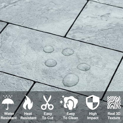 DICOFUN 10 Sheets Grey Slate Peel and Stick Backsplash Wall Tiles, 12"x12" Self Adhesive PVC Subway Tile for Kitchen Backsplash, 10 Sheets - color: Grey Slate, size: 10 Sheets, 12"x12"x0.12"