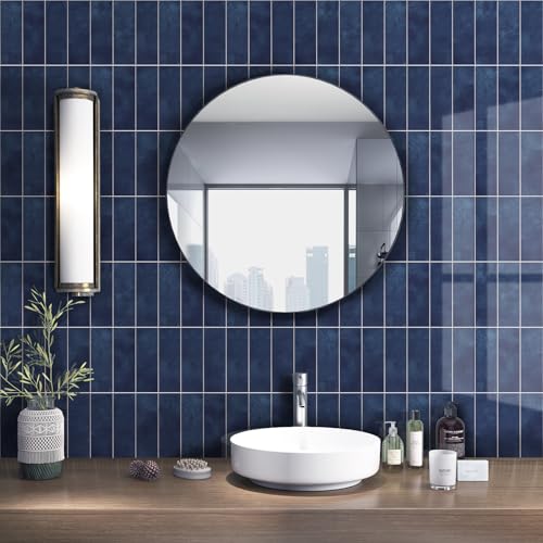 Tilingview 30 PCS Peel and Stick Backsplash Tile for Kitchen/Bathroom/Living Room, 3"x 9" Self-Adhesive Subway Tile for Backsplash, Imitation Glazed Tiles/Handmade Tiles (Glossy Navy Blue) - color: Glossy Navy Blue
