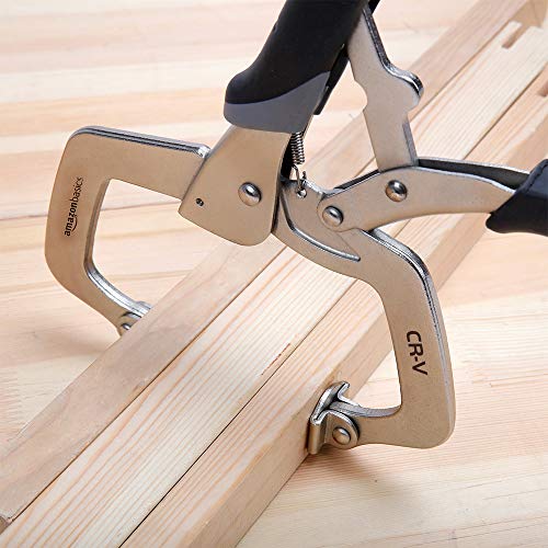 Amazon Basics Adjustable Metal Face Clamps for Woodworking, Welding, or Repairs, 3-inch Jaw Reach, Black/Silver, 2 Count (Pack of 6) - size: 11-Inch (Pack of 6)