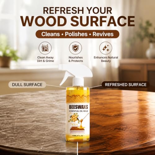 Beeswax Wood Polish & Cleaner Spray - Deep Restoring, Shine & Protect