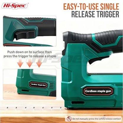Hi-Spec 4V Cordless USB Staple Gun Crafts Furniture and Carpentry with Case
