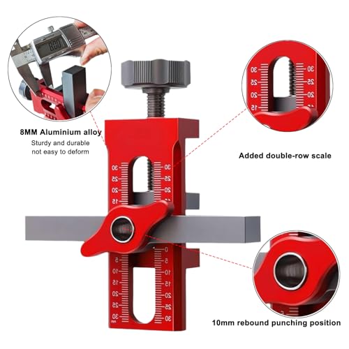 Cabinet Door Installation Jig, 2-in-1 Mounting Tool, Red - color: Red