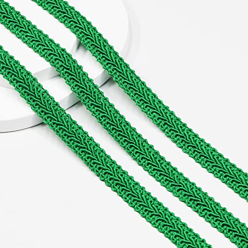 Gimp Braid Trim 12Yards 1.2cm/0.47in Green Fabric Decorative Webbing for All Kinds of Sewn Garments, Curtains,Lampshade, Sofa DIY Sewing and Crafting (Green) - color: Green-12mm, size: 12mm