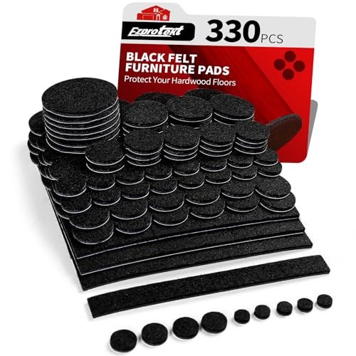 Ezprotekt Felt Furniture Pads, 330 Pcs Furniture Pads for Hardwoods Floors, Felt Pads for Chair Legs, Felt Pads for Furniture, Floor Protectors for Hardwood Floors - for Chair Desk Table (Black) - color: Black