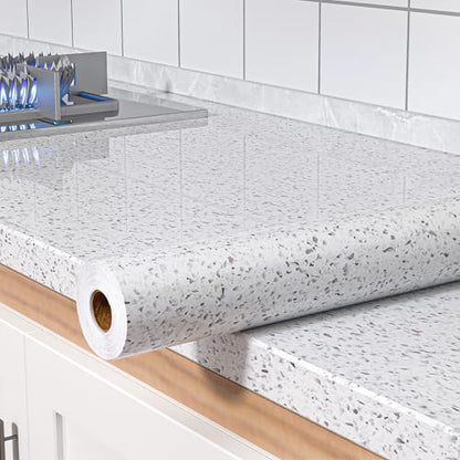 MelunMer White Wallpaper Marble Contact Paper for Countertops 15.7”×393” - color: White, size: 15.7" x 393"