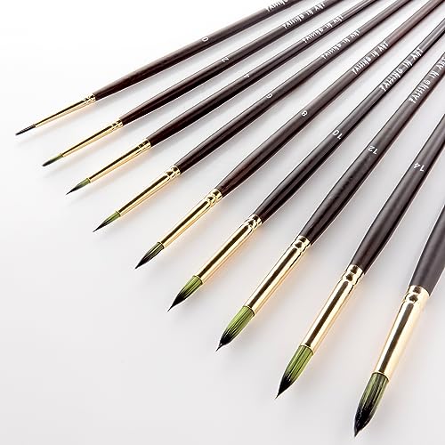 Falling in Art 9 PCS Long Handle Round Paint Brushes Set - style: Round