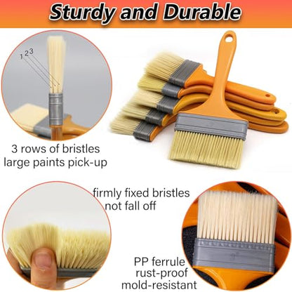 9Pack Chip Paint Brushes Soft Bristles Wall Painting Brush Varnish Wood Stain Brush Set for Furniture Fence Flat Brushes for Painting Oil Acrylic 1 1.5 2 2.5 3 4 5 6 8 inch