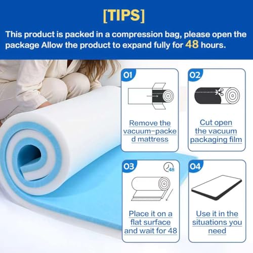 1"x24"x72" Upholstery Foam High Density Gel Memory Foam Cushion - size: 72" X24"x1