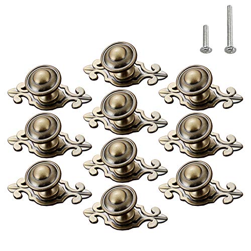 HUAMULAN Alloy Knobs Petal Cabinet Pull with Bronze Alloy Back Plate 10Pack - color: HRJ273-QingTong-10PACK