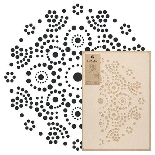 NAKLEO Painting Large Stencil, Diameter 23.6”, Aboriginal Dot Mandala Stencil, Reusable Plastic Template, Art Craft DIY, Big Geometric Orient Pattern for Painting Wall Floor Wood Fabric Furniture - color: Aboriginal Dot, size: M