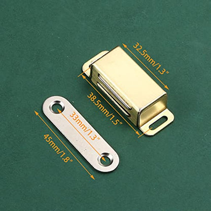 Cabinet Door Catch with Strong Magnetic, 1.2mm Thickness Furniture Latch,Gold(Pack of 2) - color: 2PCS-Gold