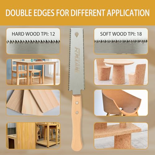 Hand Saw for Wood Cutting with Double Edges, Flush Cut Saw Sharp and Light Woodworking Tools Gifts for Women and Men Father's Day Ideal Gift (1)