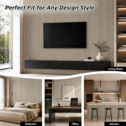 SMARTSTANDARD Wood Fluted Acoustic Wall Panels, 94x5.9in, 6 Pcs, White Oak - color: White Oak