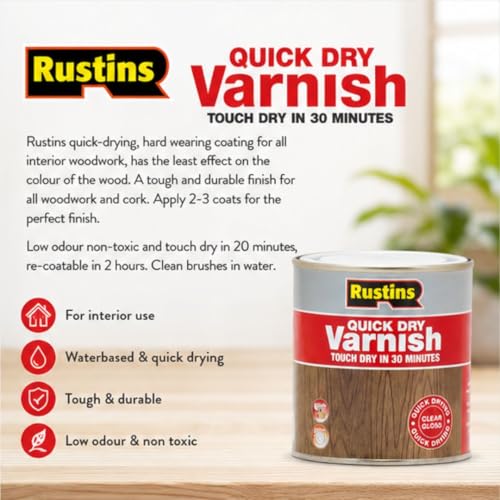 Rustins Quick Dry Varnish Clear Gloss 250ml | 8.5 Fl. Oz. - color: Gloss Clear, size: 250ml