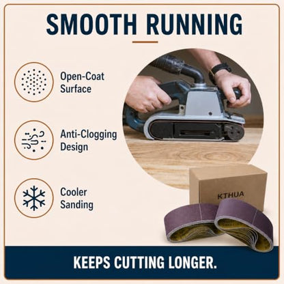 3x18 Sanding Belts, 20 Pack, 4 Each of 80/120/150/240/400 Grits - size: 3 x 18 in, 20-Pack