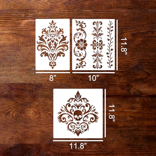 Damask Stencil Wall Stencils for Painting Large Pattern 12" - style: Damask