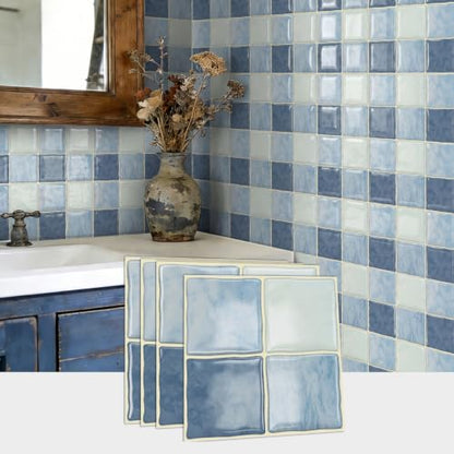 20pcs Peel and Stick Tiles Kitchen Backsplash,Ocean Blue, 6"x6" - color: Ocean Blue