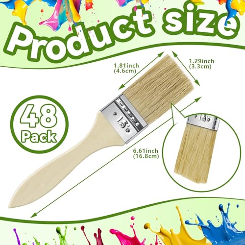 48 Pack 1.5 Inch Paint Brushes, All-Purpose Chip Brush Set - size: 1.5 inch