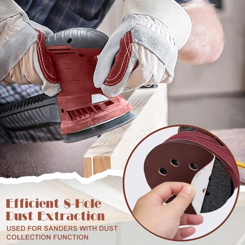 1500 Grit Sanding Discs Sandpaper, Jamiikury 5 Inch Orbital Sander Sandpaper Hook and Loop Sanding Pads Round Sand Paper - Pack of 100