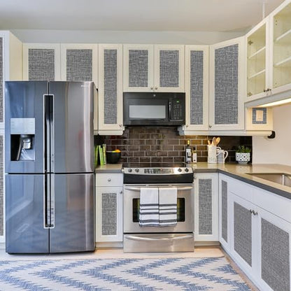WADILE Grasscloth Peel and Stick Wallpaper 15.7in x 196.8in, Textured Contact Paper for Cabinets, Faux Linen Wall Paper Pull and Stick, Fabric Vinyl Wallpaper Self Adhesive Dark Gray - color: Dark Gray, size: 15.7" x 196.8"