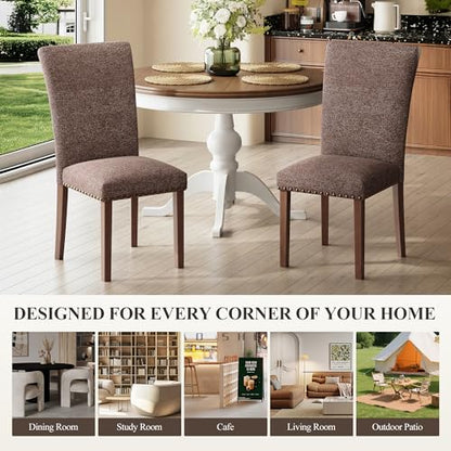 COLAMY Upholstered Dining Chairs Set of 6 - color: F-brown, size: Set of 6