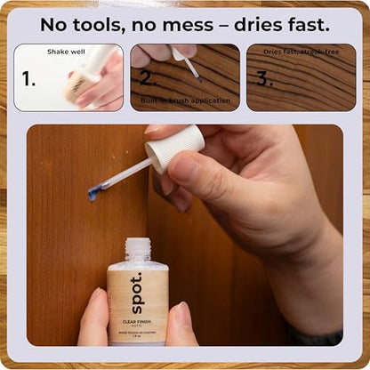 Clear Coat for Wood Stain Repairs, Brush-On Matte and Gloss Finish, Sealing and Sheen Matching, Interior and Exterior Wood, 2 fl oz Total by spot. - color: Clear