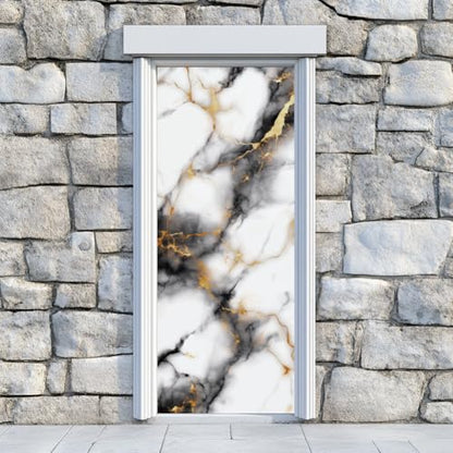 arricraft 2 Pcs Self-Adhesive Door Stickers, 31.5"x78.7" Marble Texture Pattern Door Murals Stickers PVC Removable Wallpaper Decoration for Bedrooms Living Room - style: Marble Texture