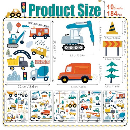 Construction Vehicles Wall Decals, 10 Sheets - color: Vehicles