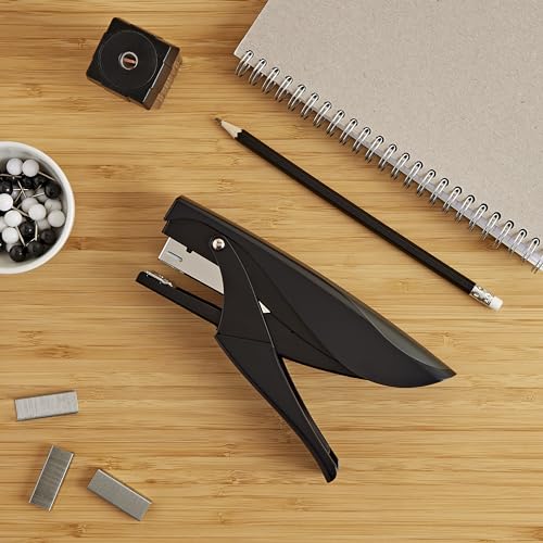 Amazon Basics Effortless Handheld Plier Stapler, 25 Sheet Capacity, Heavy Duty, Black - size: 1-Pack