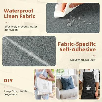 Fabric Repair Patch, Self Adhesive Couch Tape for Cloth Furniture - color: Linen Brown, size: 3.5X79 Inch