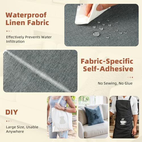 Fabric Repair Patch, Self Adhesive Couch Tape for Cloth Furniture - color: Linen Grey, size: 17X79 Inch