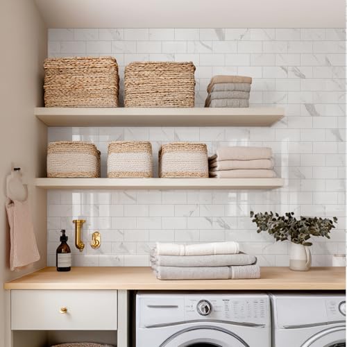 Vamos Tile 100-Pack Peel and Stick Backsplash Tile, 3''x6'' Subway Tile - color: Statury White
