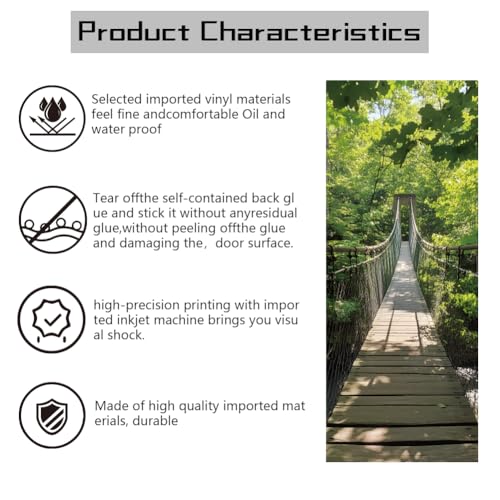 arricraft 2 Sheets Suspension Bridge Self-Adhesive Door Sticker, 31.5x78.7inch Bridge Pattern Door Murals Stickers PVC Removable Wallpaper Decoration for Bedrooms Living Room - style: Drawbridge