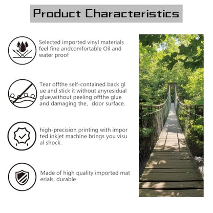 arricraft 2 Sheets Suspension Bridge Self-Adhesive Door Sticker, 31.5x78.7inch Bridge Pattern Door Murals Stickers PVC Removable Wallpaper Decoration for Bedrooms Living Room - style: Drawbridge