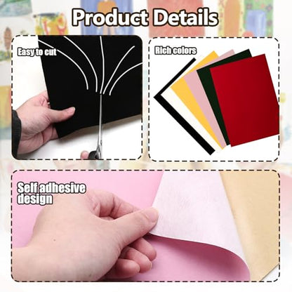 Biaungdo Pink Self Adhesive Felt Sheets, 8 x 12 Inch, 6 Pcs - color: Pink