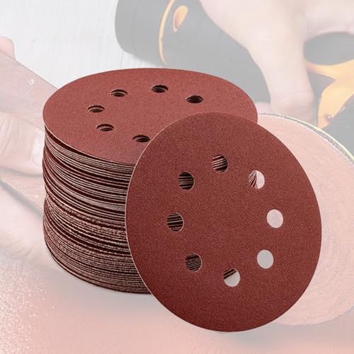 40 PCS 5 Inch 8 Hole Hook and Loop Adhesive Sanding Discs Sandpaper for Random Orbital Sander 60 80 100 120 150 180 240 320 Grits
