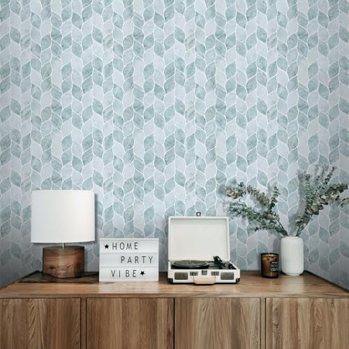 Tilingview 10 PCS Leaf Design Peel and Stick for Kitchen Backsplash, Premium Self-Adhesive Tiles Wall Stickers (Blue Green) - color: Blue Green, size: 12"x12"x0.04"