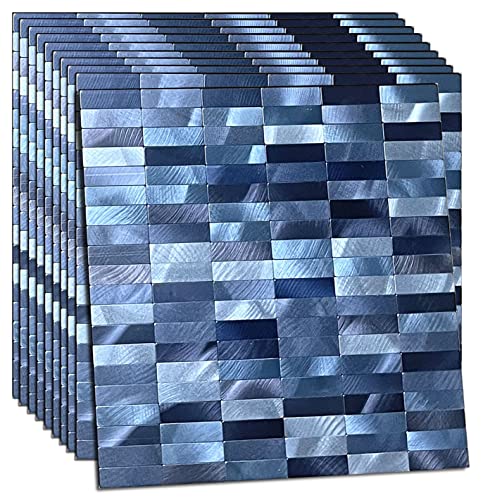XUANINY Peel and Stick Tile Backsplash Tiles, Rectangle Blue Mix, 10-Pack - color: Rectangle Blue Mix