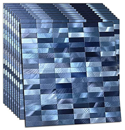 XUANINY Peel and Stick Tile Backsplash Tiles, Rectangle Blue Mix, 10-Pack - color: Rectangle Blue Mix