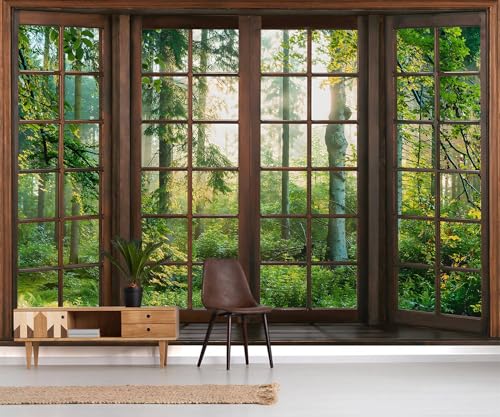 YQWDMX - 3D Green Forest Peel and Stick Wallpaper Window Mural for Bedroom ZY06 L - color: Z6, size: 160" x 109"