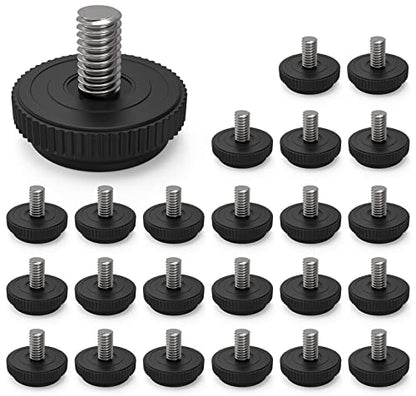 ONEHOME 24 Pack 5/16-18 Stainless Steel Adjustable Threaded Furniture Leg Leveling Feet Screw-in Glide Levelers,Stainless Screw Foot Levelers On for Table,Chair,Furniture, (M63) - size: 24 Pack Without T-Nut