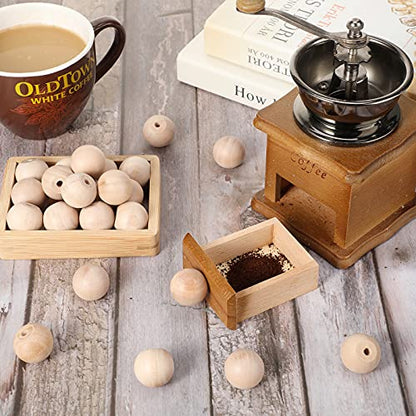 Jetec 30 Pcs Unfinished Wood Ball Knobs for Crafts Round Drawer Handles