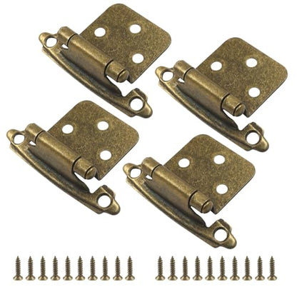 4-Pack (2 Pair) Antique Brass Self-Closing Cabinet Hinges - color: Bronze