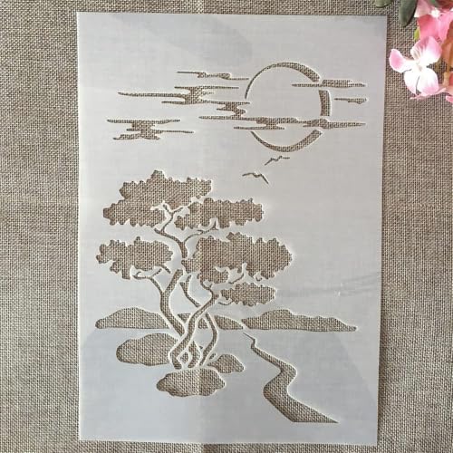 TIAMECH A4 Reusable Night Scene Stencil for Painting - style: Moon Road