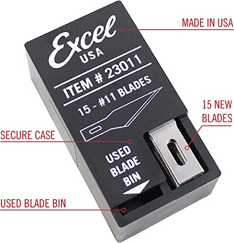 Excel Blades Pink Fit Grip Craft Knife + #11 Precision Replacement Blades 15-Pack Bundle – Rubberized Hobby Knife and Double-Honed Refill Blades for Crafts, Models, Vinyl, Foam